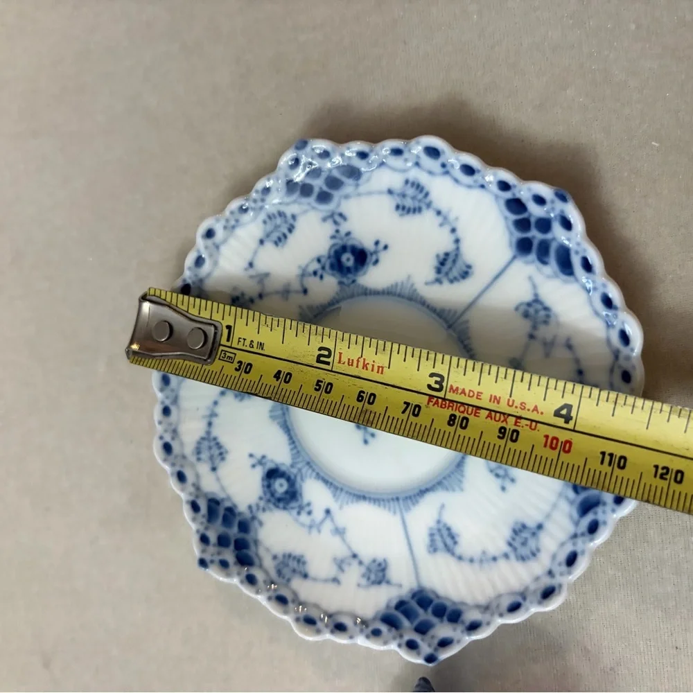 Royal Copenhagen White Porcelain Saucer and  cup with Blue Wave Mark